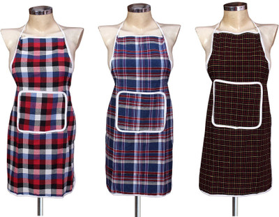 E-Retailer Cotton Home Use Apron - Medium(Multicolor, Pack of 3)