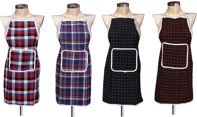 E-Retailer Cotton Home Use Apron - Medium(Multicolor, Pack of 4)
