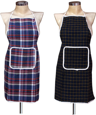 E-Retailer Cotton Home Use Apron - Medium(Multicolor, Pack of 2)