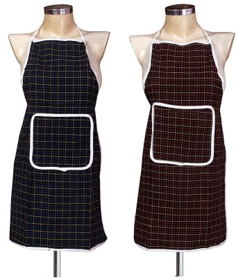 E-Retailer Cotton Home Use Apron - Medium(Multicolor, Pack of 2)