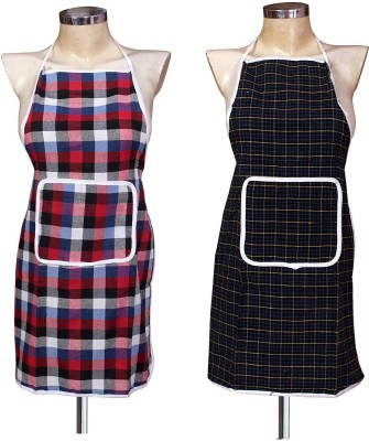 E-Retailer Cotton Home Use Apron - Medium(Multicolor, Pack of 2)