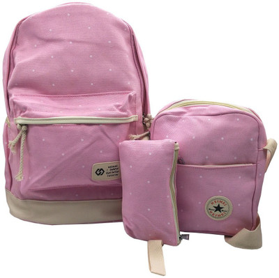 

Insasta Set Of 3 Pcs Sports Bag Canvas School Bag Backpack College Women's Canvas Outdoors Camping Hiking Travel Bags-Pink School Bag(Pink, 5 inch)