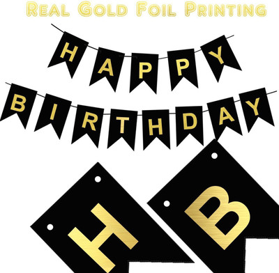 

Boston creative company Happy Birthday Banner - Party decorations - Happy birthday banner gold - Fabulous Gold Foil Printed Birthday Decoration - Black And Gold - High Quality Card Stock - Adult Birthday Sign Banner(10 ft, Pack of 1)