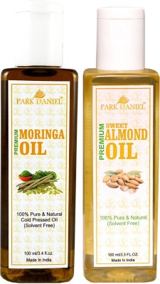 PARK DANIEL Organic Moringa oil and Almond oil - Natural & Undiluted combo of 2 bottles of 100 ml (200ml)(200 ml)