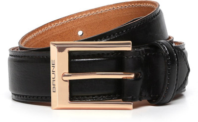 

BRUNE Men Casual Black Genuine Leather Belt