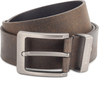 LP Jeans by Louis Philippe Men Casual Brown Genuine Leather Belt, Black