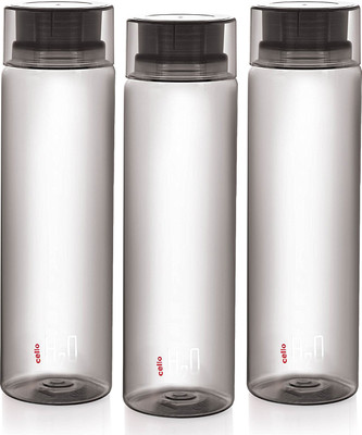 cello 1000 ml Plastic Bottle(Pack of 3, Black)