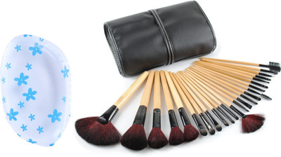 

Looks United Pack Of 24 Cosmetic Makeup Brushes With Leather Pouch And Silicon Sponge.(Pack of 25)
