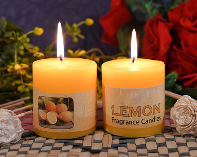

Collectible India Set Of 2 Lemon Fragrance Pillar Candle Long Lasting Burning Scented Candles Home Office Table Centerpieces Birthday Parties Decor Candle(Yellow, Pack of 2)