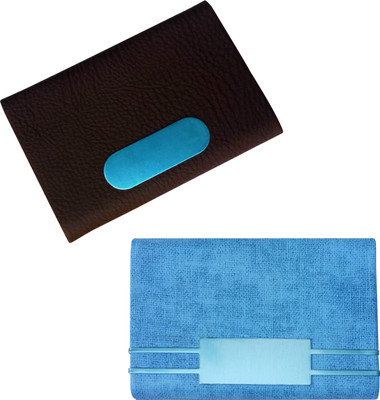 

Printmystic.com 10 Card Holder(Set of 2, Silver, Brown, Blue)