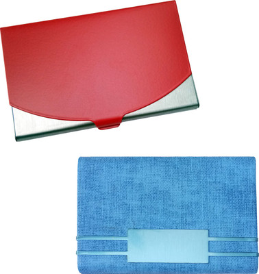 

Printmystic.com 10 Card Holder(Set of 2, Red, Blue, Silver)