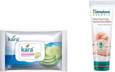 

Himalaya Kara Skin Care Wipes, Deep Cleansing Apricot Face Wash(Set of 2)
