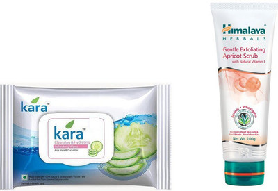 

Himalaya Kara Skin Care Wipes, Gentle Exfoliating Apricot Scrub(Set of 2)