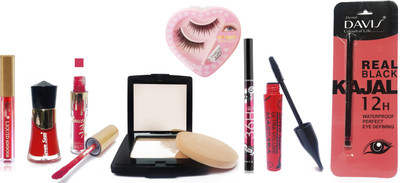 

Femina09 dhamaka offer hole sale cosmetics makeup combo liner kajal sindoor compact nail lipstick mascara lashes kit set of 8(Set of 8)