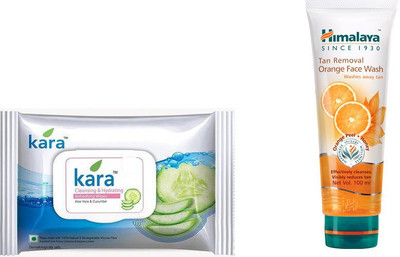 

Himalaya Kara Skin Care Wipes, Tan Removal Orange Face Wash(Set of 2)
