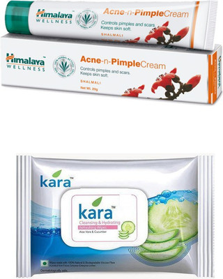 

Himalaya Kara Skin Care Wipes, Pimple Cream(Set of 2)