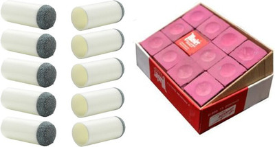 

KBA COMBO OF MASTER PINK CHALK 12 PCS &SLIP ON TIP 9MM (10PCS) KBAC122 Pool Cue Stick(Microfibre)