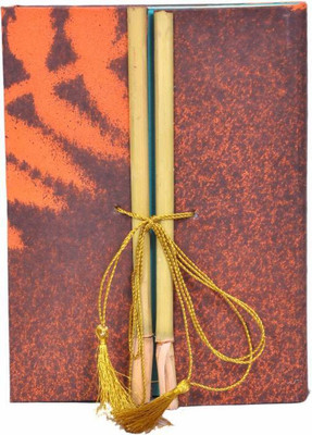 

MAKENSTYLECOLLECTION A6 Diary(Handcrafted Diary With Special Lock, Brown, Golden, Orange)
