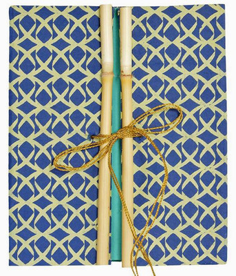 

MAKENSTYLECOLLECTION A5 Diary(handcrafted diary with bamboo lock, Blue, golden)