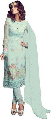 Manav fashion Poly Georgette Embroidered Salwar Suit Material(Semi Stitched)