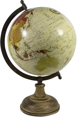 

Electrobot Medium Size Rotating World Globe With Wooden Stand For Table, Bookshelf, Shelf, Wall Ledge, Decorative And Educational For Kids 8"(Beige) Desk & Table Top World World Globe(Medium Beige)