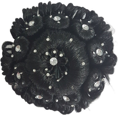 

Prime Stylish Hair Designer Stone Bridal Wedding Hair Extension Juda Accessories (Black) Bun(Black)