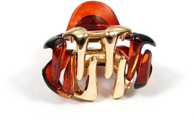 

Suhaavi Orange and Gold Shining Hair Claw(Orange)