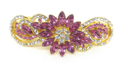 

Khubsurat Hair Back-Pin / Hair Pin / Hair Clip with Pink Color Kundan & Stone Stud, Gold Tone Back Pin(Gold, Pink)