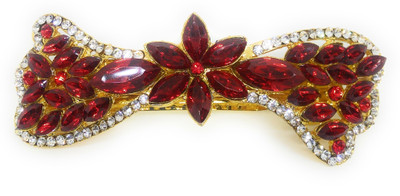 

Khubsurat Hair Back-Pin / Hair Pin / Hair Clip with Red Color Kundan & Stone Stud, Gold Tone Back Pin(Gold, Red)