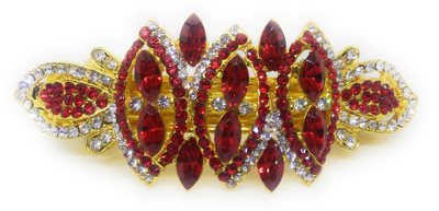 

Khubsurat Hair Back-Pin / Hair Pin / Hair Clip with Red Color Kundan & Stone Stud, Gold Tone Back Pin(Gold, Red)