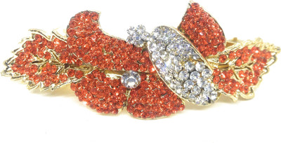 

Khubsurat Hair Back-Pin / Hair Pin / Hair Clip with Orange Color Stone Stud, Gold Tone Back Pin(Gold, Orange)