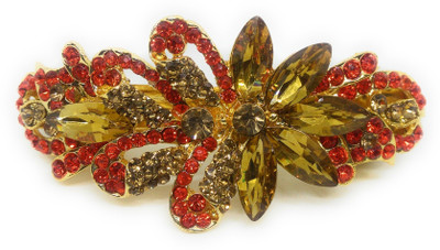 

Khubsurat Hair Back-Pin / Hair Pin / Hair Clip with Orange Color Stone & Golden Kundan Stud, Gold Tone Back Pin(Gold, Orange)
