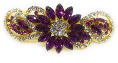 

Khubsurat Hair Back-Pin / Hair Pin / Hair Clip with Rani Color Kundan & Stone Stud, Gold Tone Back Pin(Gold, Pink)