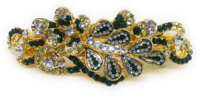 

Khubsurat Hair Back-Pin / Hair Pin / Hair Clip with Green Color Stone Stud, Gold Tone Back Pin(Gold, Green)