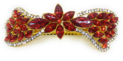 

Khubsurat Hair Back-Pin / Hair Pin / Hair Clip with Orange Color Kundan & Stone Stud, Gold Tone Back Pin(Gold, Orange)