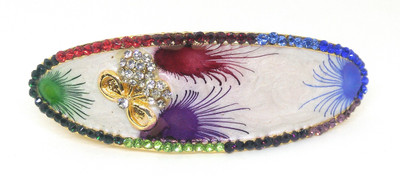 

Khubsurat Hair Back-Pin / Hair Pin / Hair Clip with Multi Color Stone Stud, Multi Color Enameled, Gold Tone Back Pin(Gold, Multicolor)