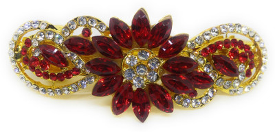 

Khubsurat Hair Back-Pin / Hair Pin / Hair Clip with Red Color Kundan & Stone Stud, Gold Tone Back Pin(Gold, Red)
