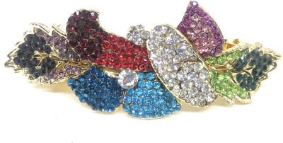 

Khubsurat Hair Back-Pin / Hair Pin / Hair Clip with Multi Color Stone Stud, Gold Tone Back Pin(Gold, Multicolor)