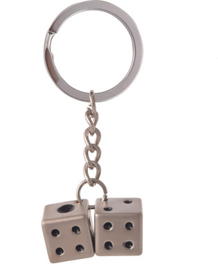 

SLN Retail Metal Dual Dice Silver Keychain Key Chain