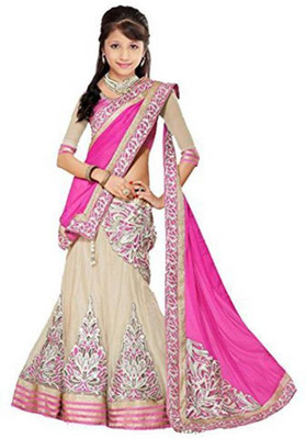 Manav fashion Girls Lehenga Choli Ethnic Wear Embroidered Lehenga, Choli and Dupatta Set(Multicolor, Pack of 1)