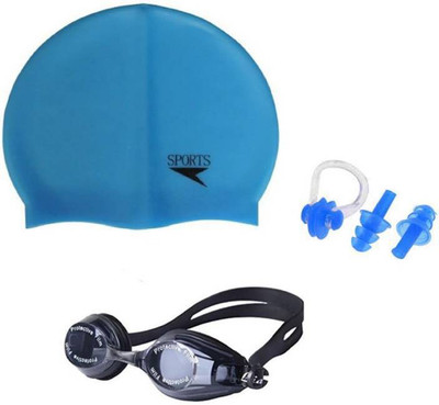 Hipkoo DEEP SWIMMING GOGGLES, CAP & EAR, NOSE PLUGS (ADULTS & CHILDREN) Swimming Kit