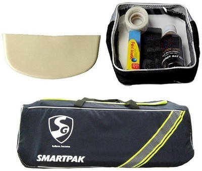 

SG Combo of three - one 'Smartpak' Cricket kit bag , one Cricket bat care kit and one cricket bat Toe Guard (Color On Availability)- Cricket Kit