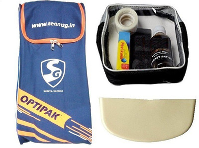 

SG Combo of three - one 'Optipak' Cricket kit bag , one cricket bat care kit and one cricket bat toe Guard- Cricket Kit