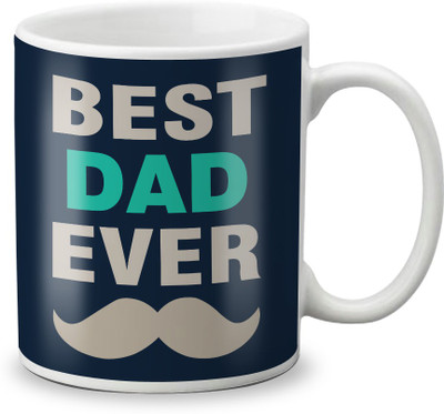 

LOF Best Dad Ever Gift For Father Papa With Mustache Ceramic Mug(325 ml), White