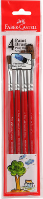 FABER-CASTELL 4 Pony Hair Brushes Flat(Red)
