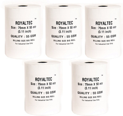 

Royaltec Set of 5 of 55 GSM Unruled 79MMX50Mtr Thermal Paper(Set of 5, White)