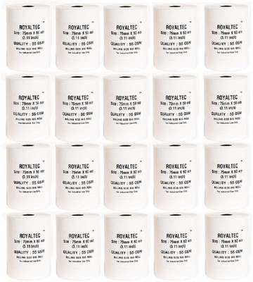 

Royaltec Set of 20 of 55 GSM Unruled 79MMX50Mtr Thermal Paper(Set of 20, White)