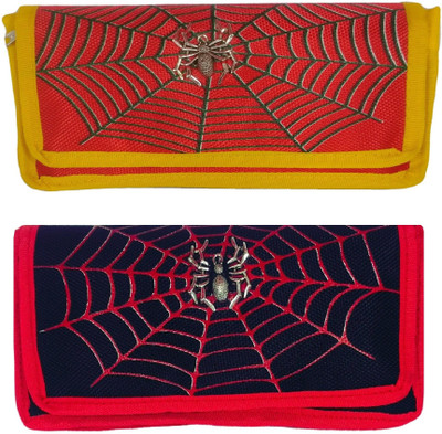 

Monte Polo Combo Spider Web Art Canvas Pencil Boxes(Set of 2, Multicolor)