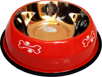 

Petshop7 Stylish - Regular Anti Skid Dog Food Bowl / Dog Bowl (2800ML, white) (Xtra Large) Round Stainless Steel Pet Bowl(2800 ml Red)