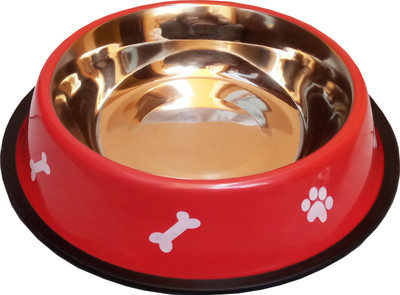 

Petshop7 Round Stainless Steel Pet Bowl(1600 ml Red)